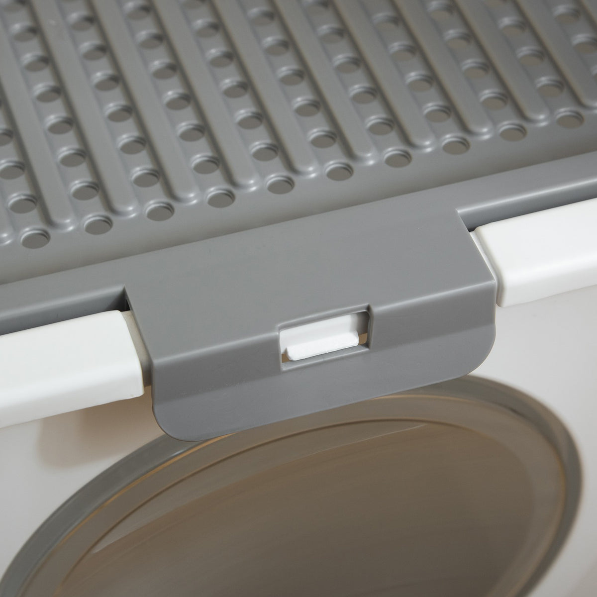 Cat Litter Box With Lid, Litter Box With Scoop, Up To 5 Kg, Indoor, Plastic, Grey+White, 44X55X39Cm