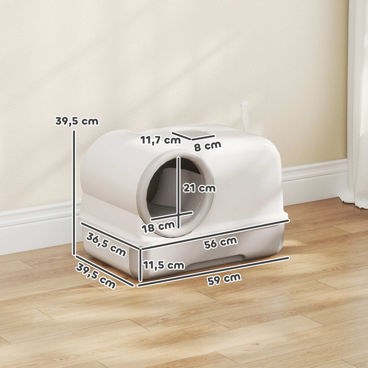 Cat Litter Box with Drawer and Carbon Filters, Plastic