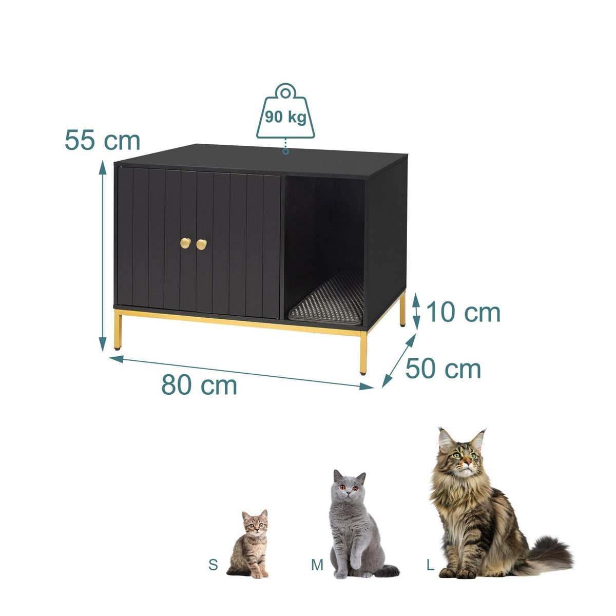 Cat Litter Cabinet, Wood-Effect, Metal Frame, 2-Door