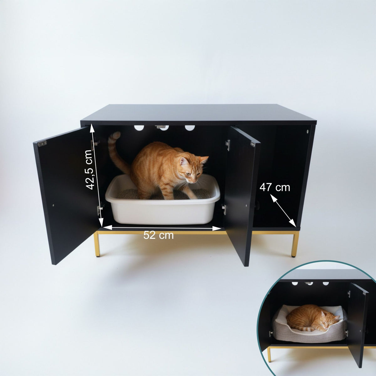 Cat Litter Cabinet, Wood-Effect, Metal Frame, 2-Door
