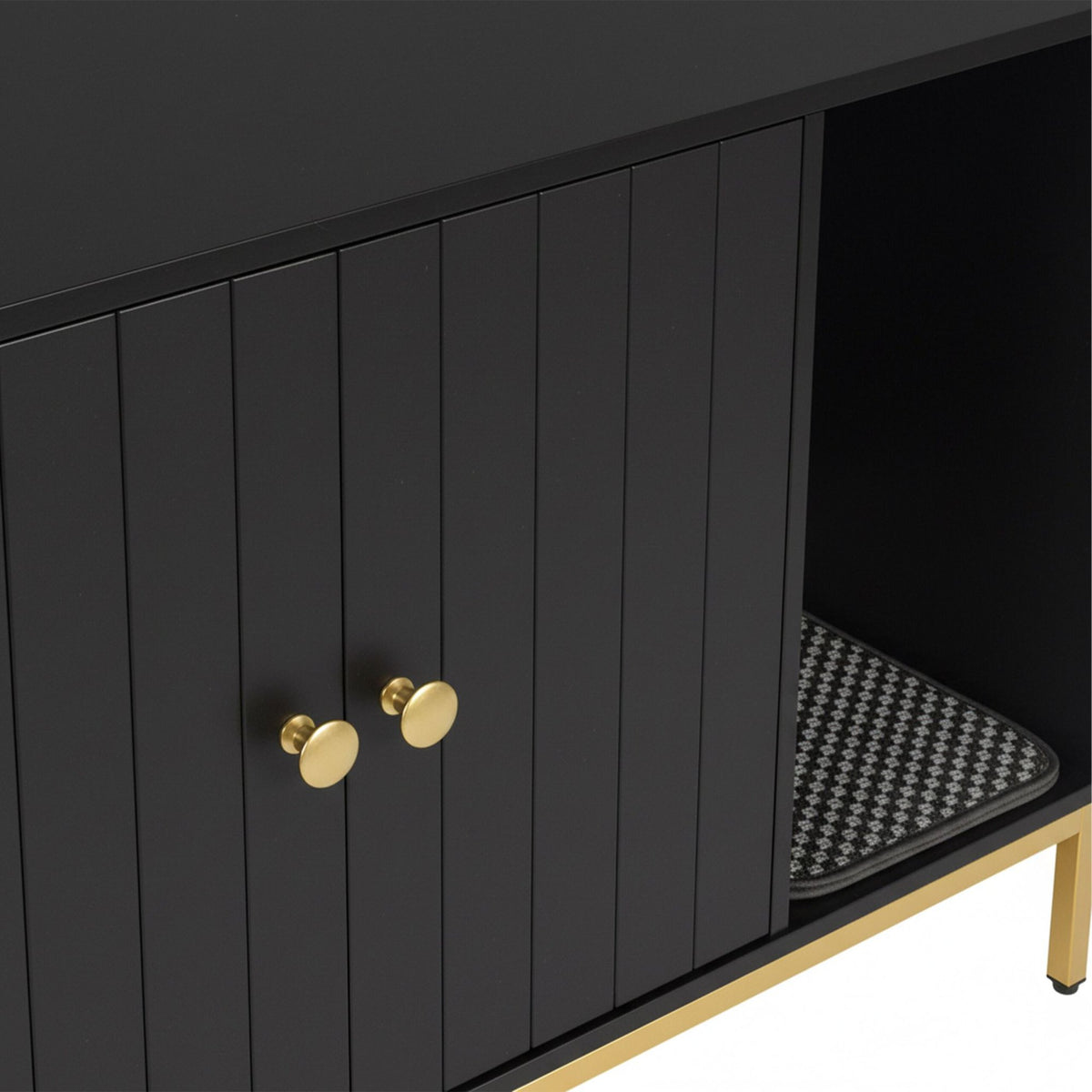Cat Litter Cabinet, Wood-Effect, Metal Frame, 2-Door