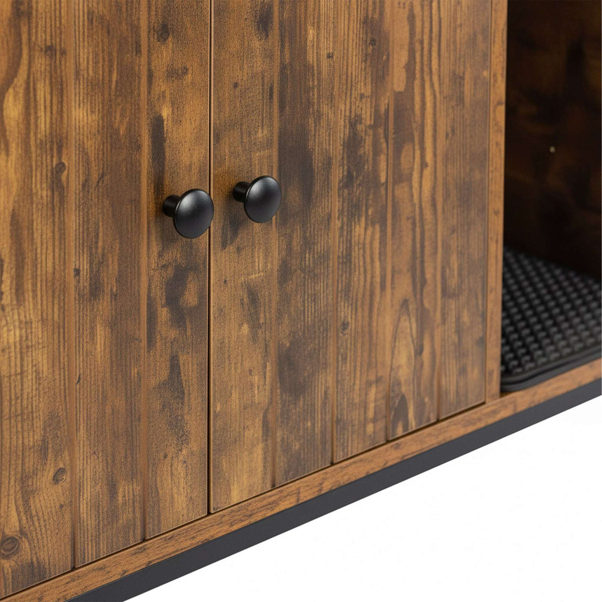 Cat Litter Cabinet – Wood-Effect, Metal Frame, 2-Door Design