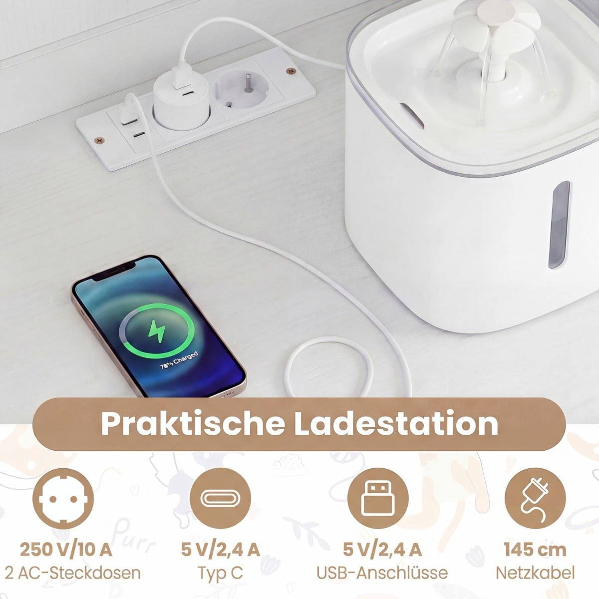 Cat Litter Cabinet with Adjustable LED Light & Storage