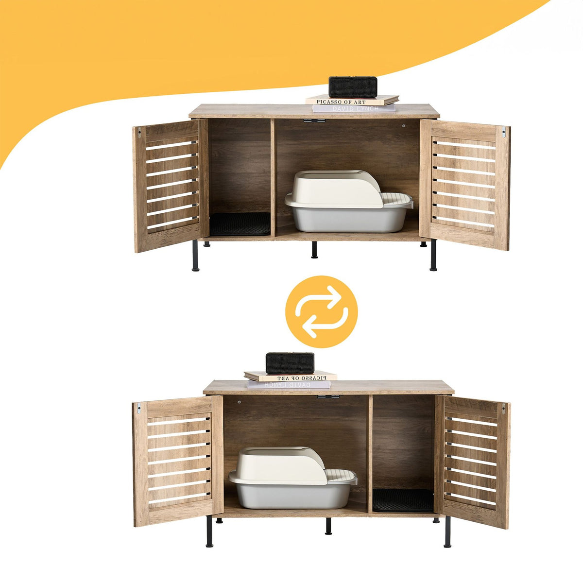 Cat Litter Cabinet with Cat-Head Entrance, Wood-Effect