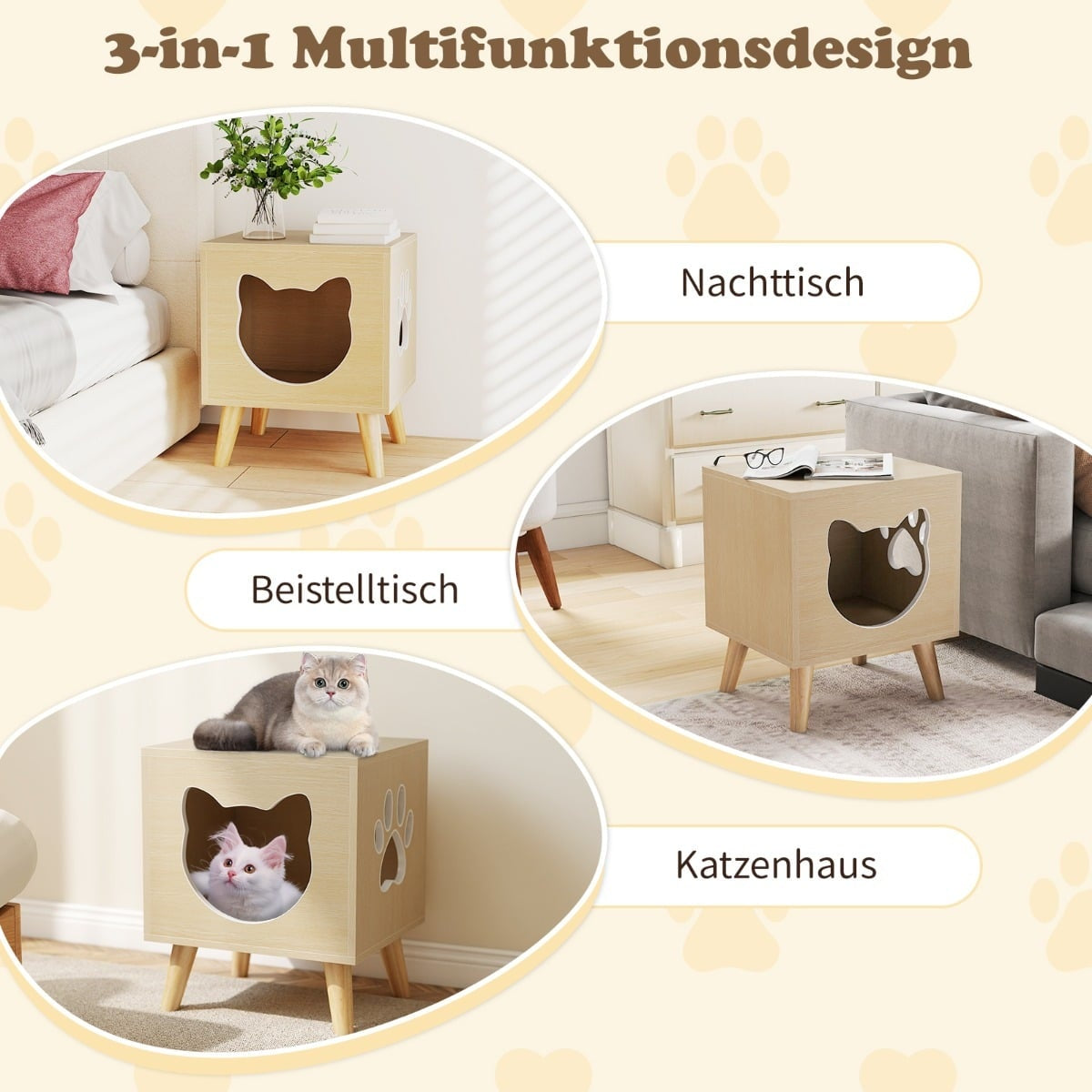 Cat Litter Cabinet with Removable Lid and Entry Window