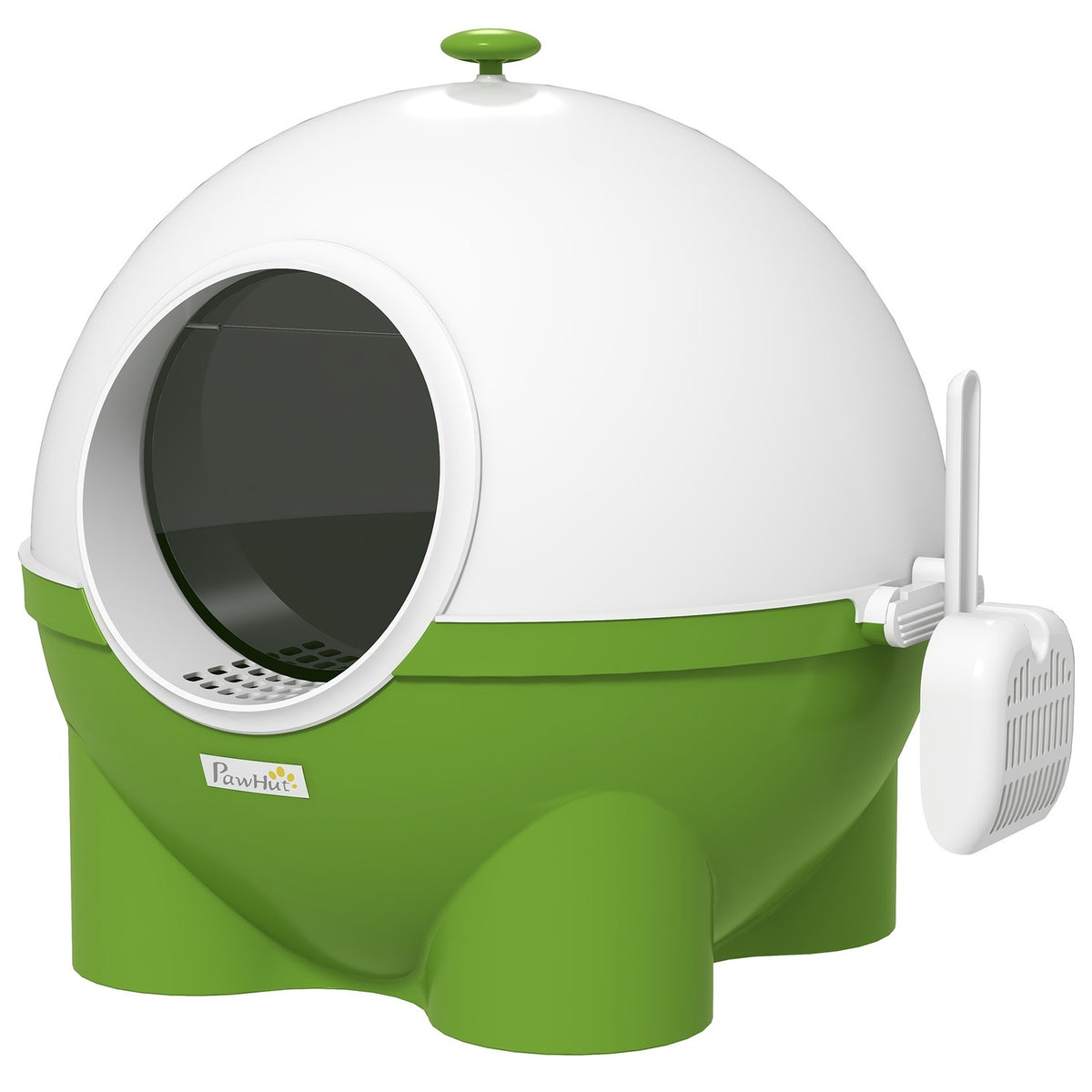 Cat Litter Tray Lid Scoop For Cats Up To 4Kg Indoor Plastic Green+White 53X51X48Cm
