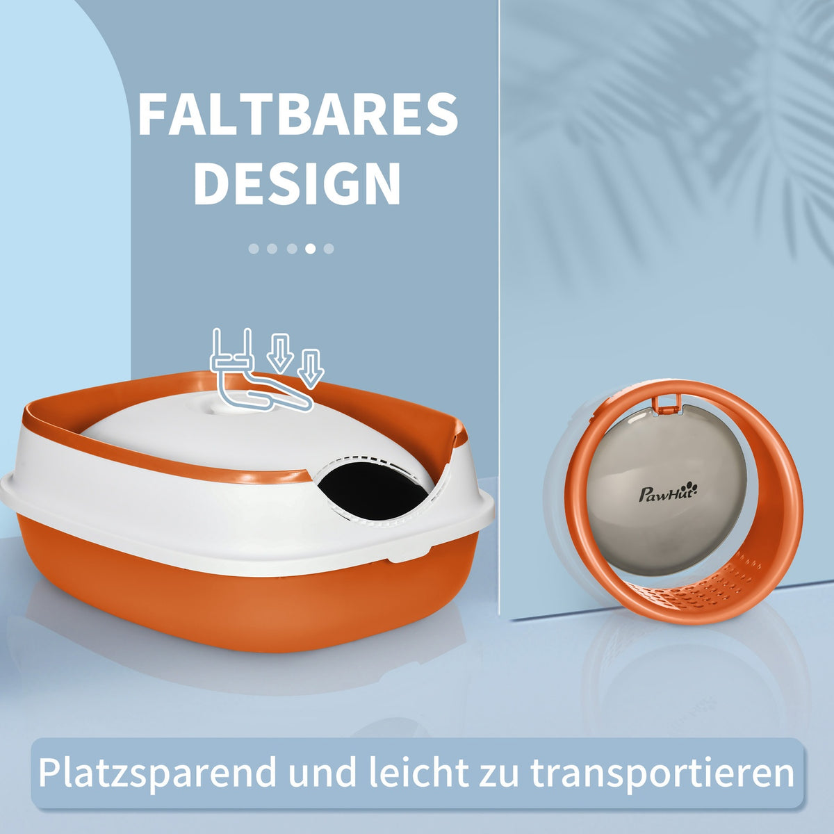 Cat Litter Tray With Lid Cat Litter Tray Deodorant Floor Grid Scoop For Cats Up To 5Kg White Orange 52X41X38Cm