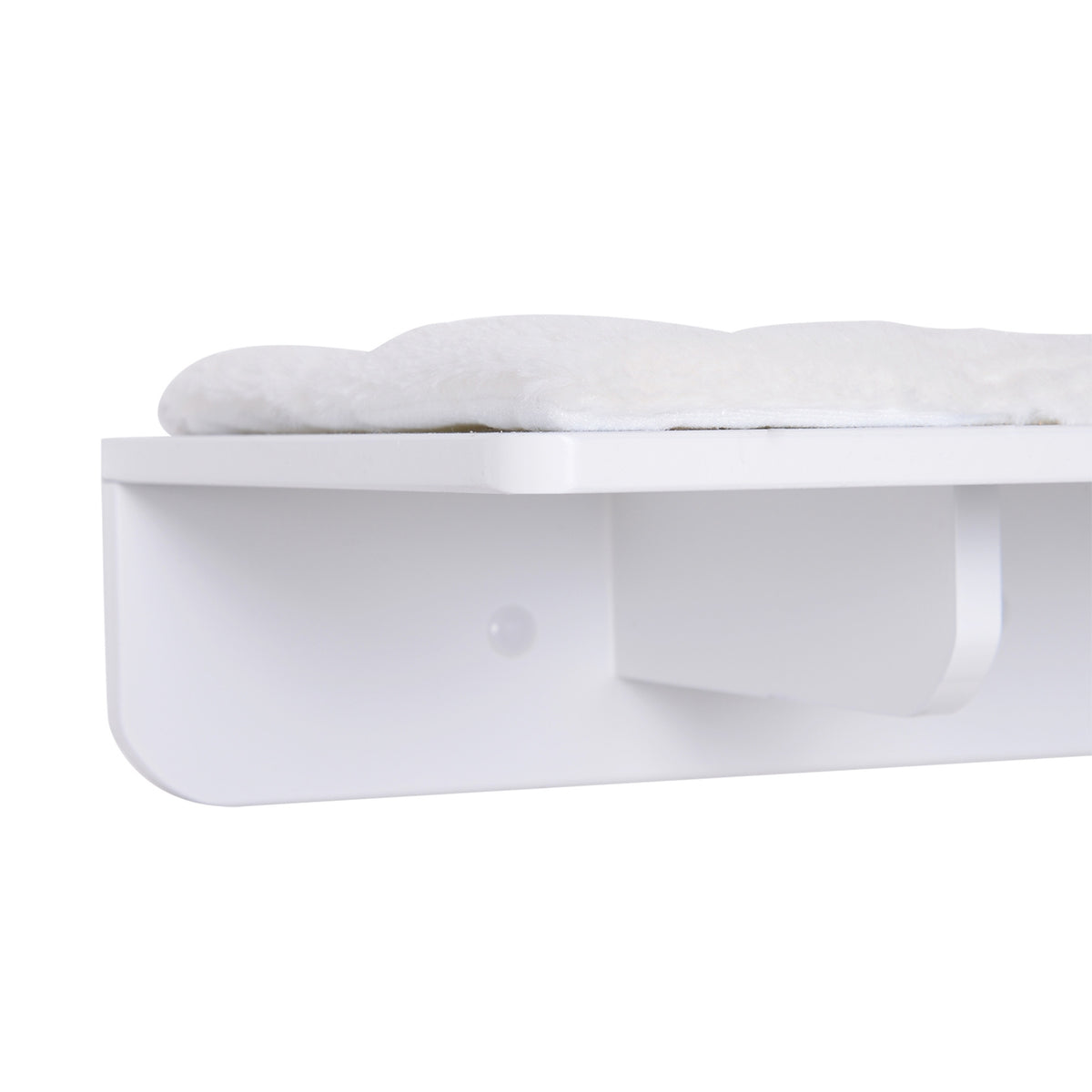 Cat Lounger With Scratching Post Entertaining Cat Shelf With Ball Toy Plush Cushion White 53Cm