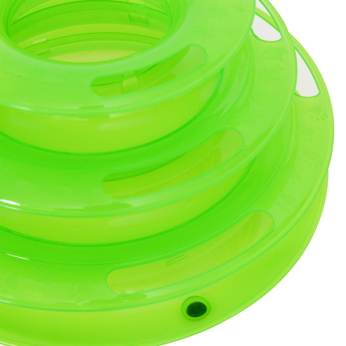 Cat Play Tower Toy Marble Run Spinning Top With 3 Balls, 3 Tiers, Green, L25Xw16Xh13Cm