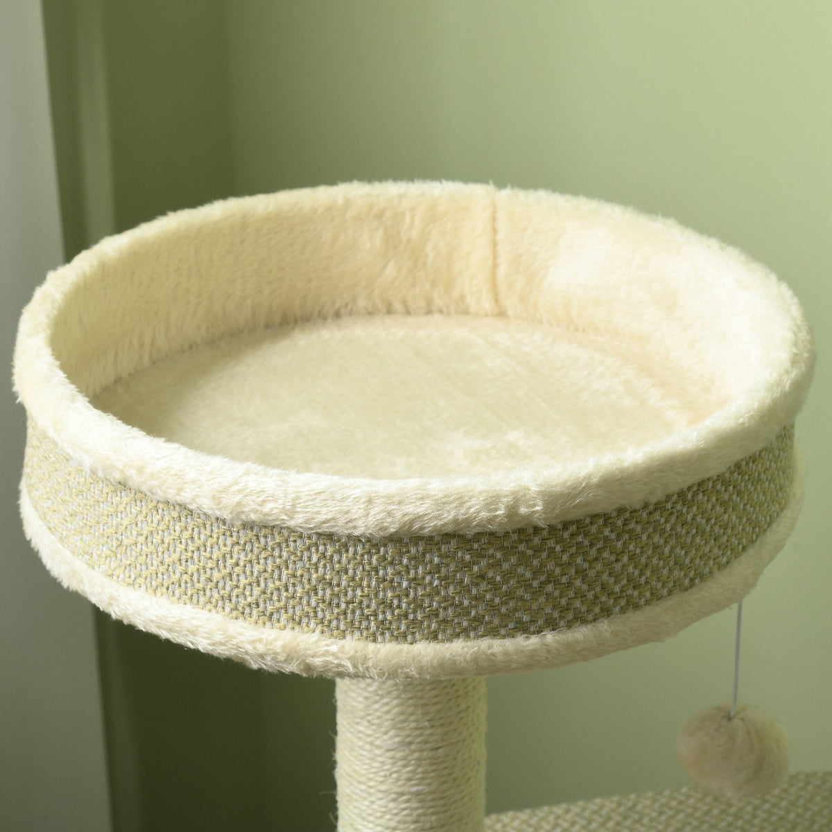 Cat Scratching Post 124Cm With Basket & Play Ball Climbing Tower, 2 Lying Surfaces, For Cats Up To 5Kg
