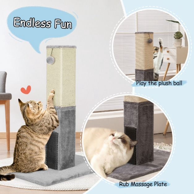 Cat Scratching Post, 79 cm Sisal Pole, Massage Brush, Balls