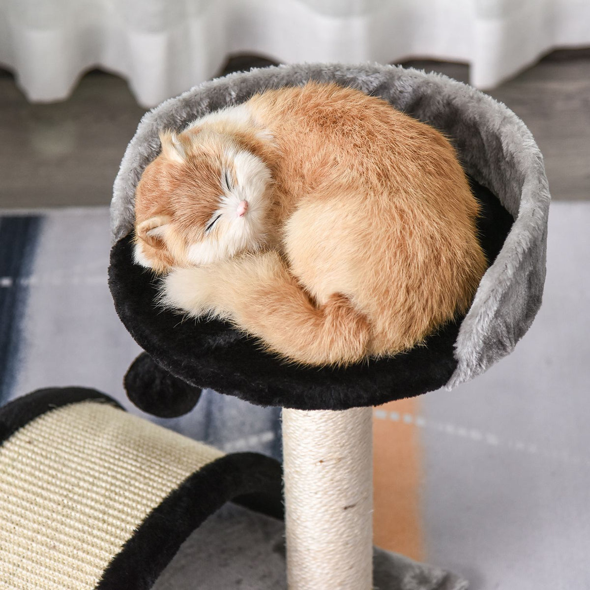 Cat Scratching Post Cat Scratching Post With Play Balls Sisal Rope Scratching Rods Black 35.5 X 37 X 46 Cm
