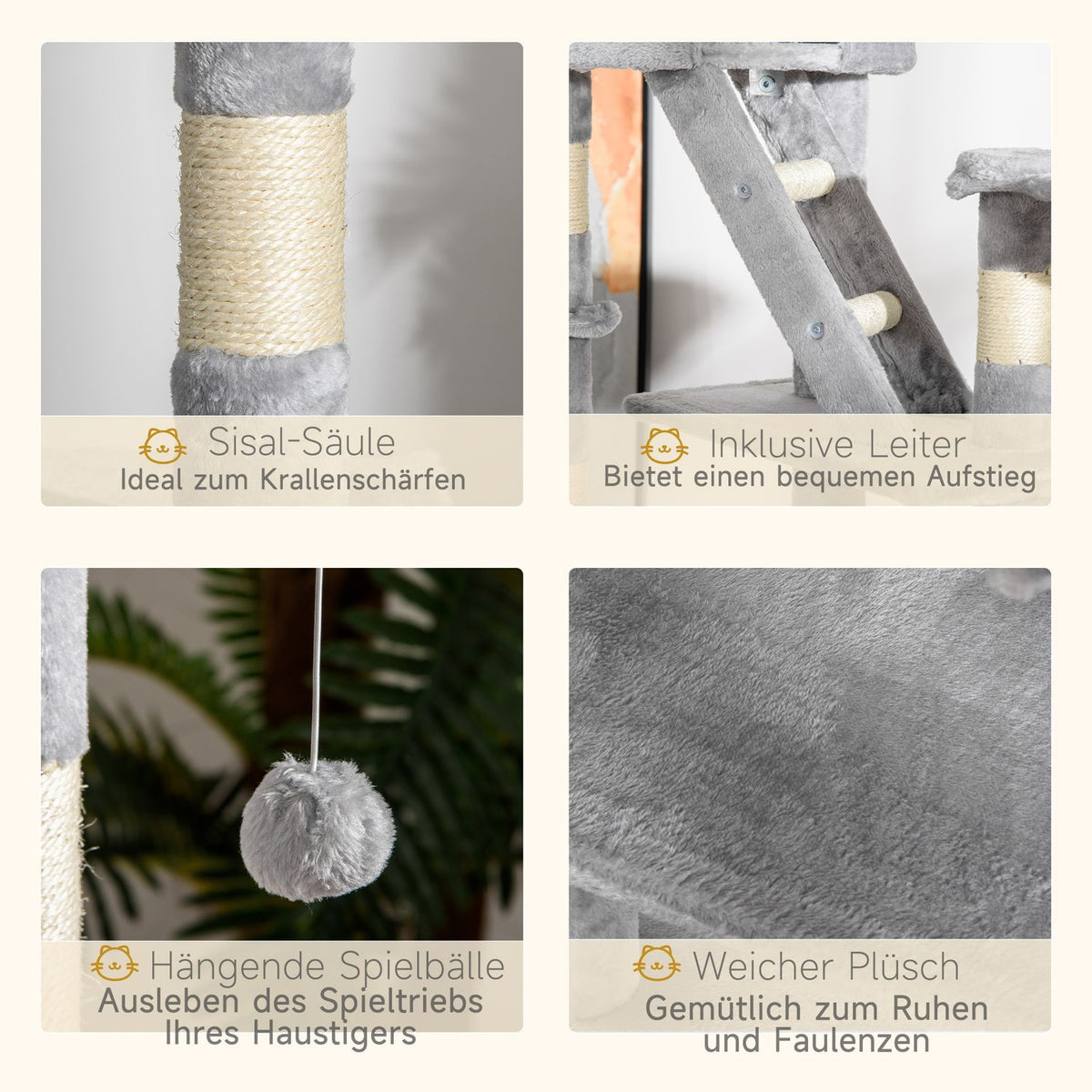 Cat Scratching Post Cheap Cat Scratching Post Climbing Tree Sisal Ceiling High (Light Gray) 60 X 45 X 240-260 Cm