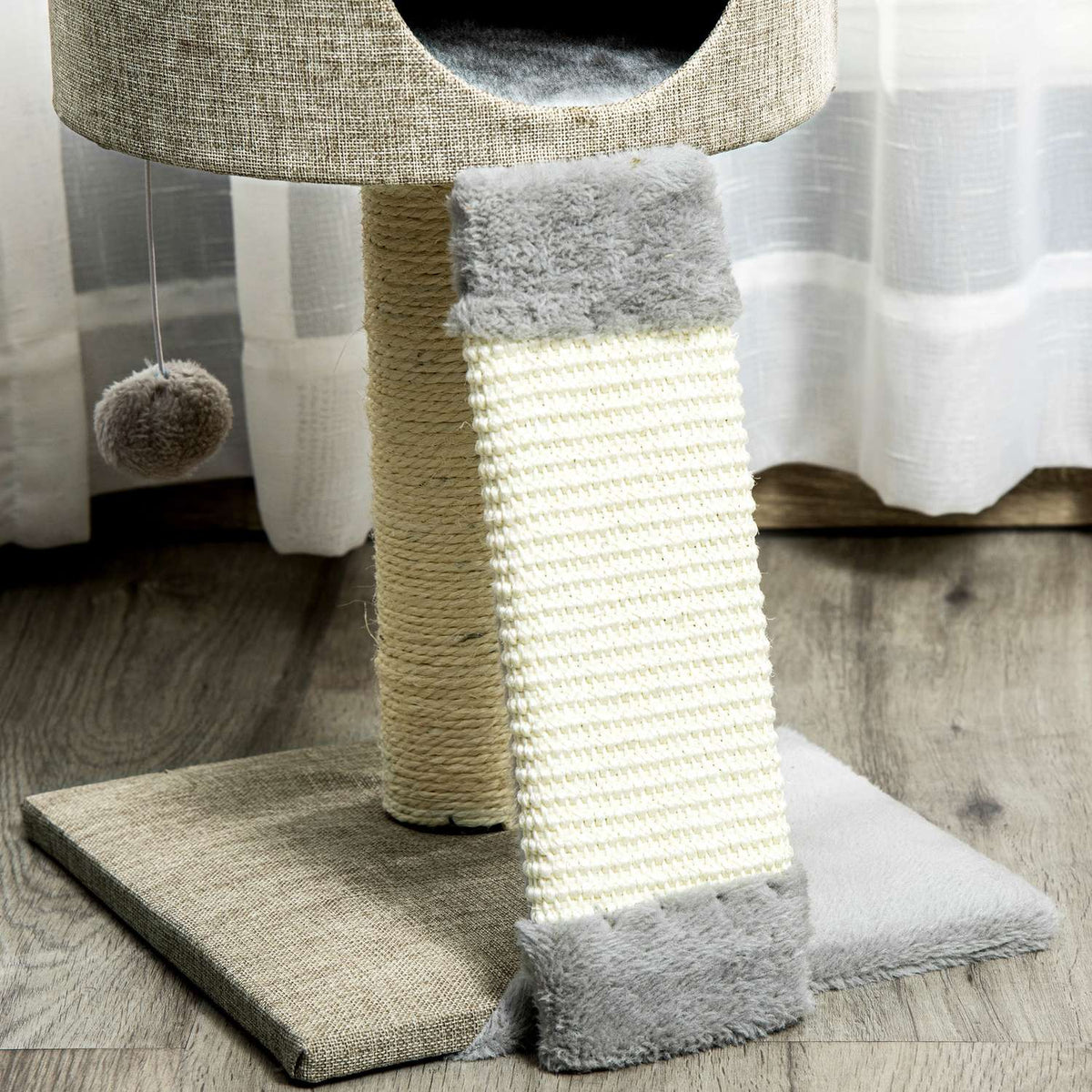 Cat Scratching Post Climbing Tree With Play Ball, Cat Box, Grey, 30X30X50Cm