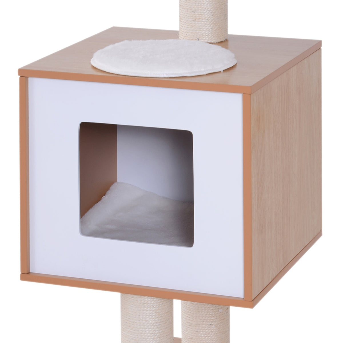 Cat Scratching Post Climbing Tree With Sisal, Padding & Toy Ball, Natural, 71.5X49.5X120 Cm
