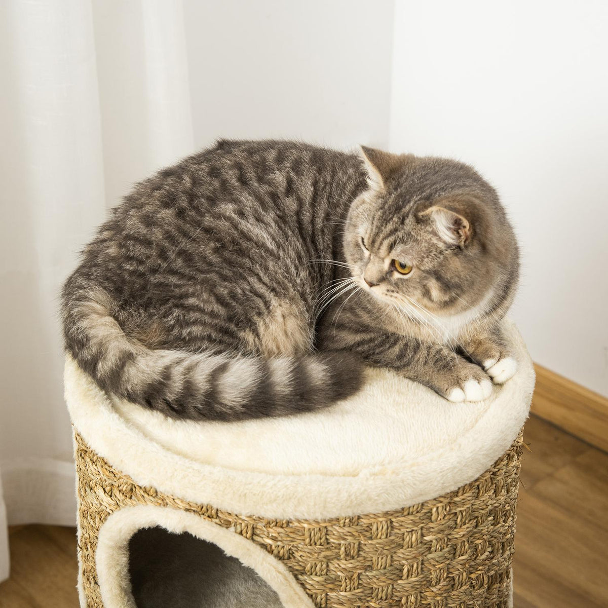 Cat Scratching Post, Scratching Barrel, 3 Levels, Sisal Plush, 37.5X37.5X70Cm