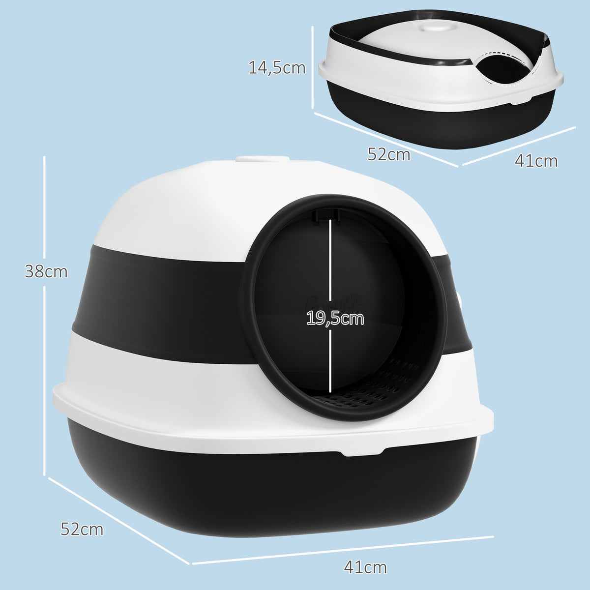 Cat Toilet Lid Cat Toilet Deodorant Floor Grid Litter Scoop Large Interior Up To 5Kg White + Black 52X41X38Cm