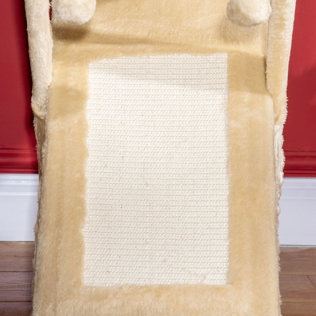 Cat Tower Beige Scratching Post With Cave And Hammock, Sisal & Plush, 54.5X32X65Cm
