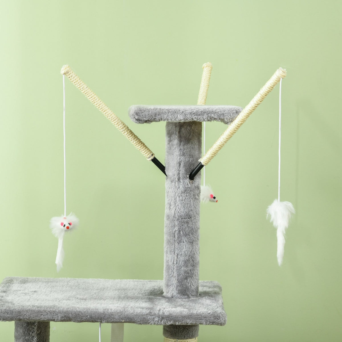Cat Tree 134.2 cm High Scratching Post Cat Scratching Post Climbing Tree Cat Stairs 4 Toys Grey+White |