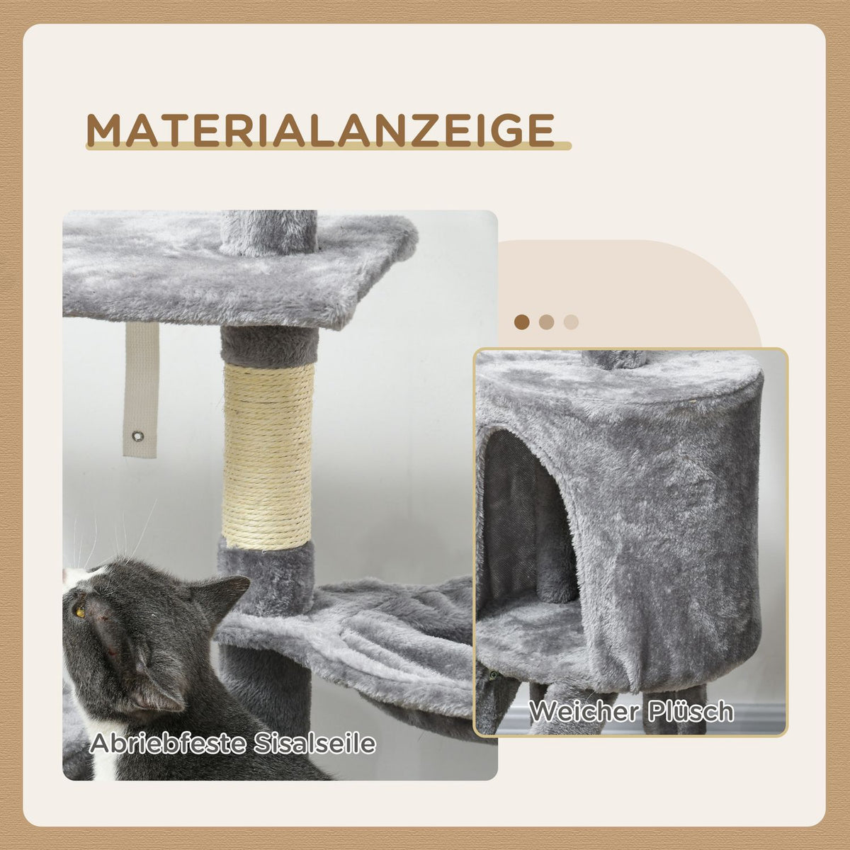 Cat Tree 134.2 cm High Scratching Post Cat Scratching Post Climbing Tree Cat Stairs 4 Toys Grey+White |