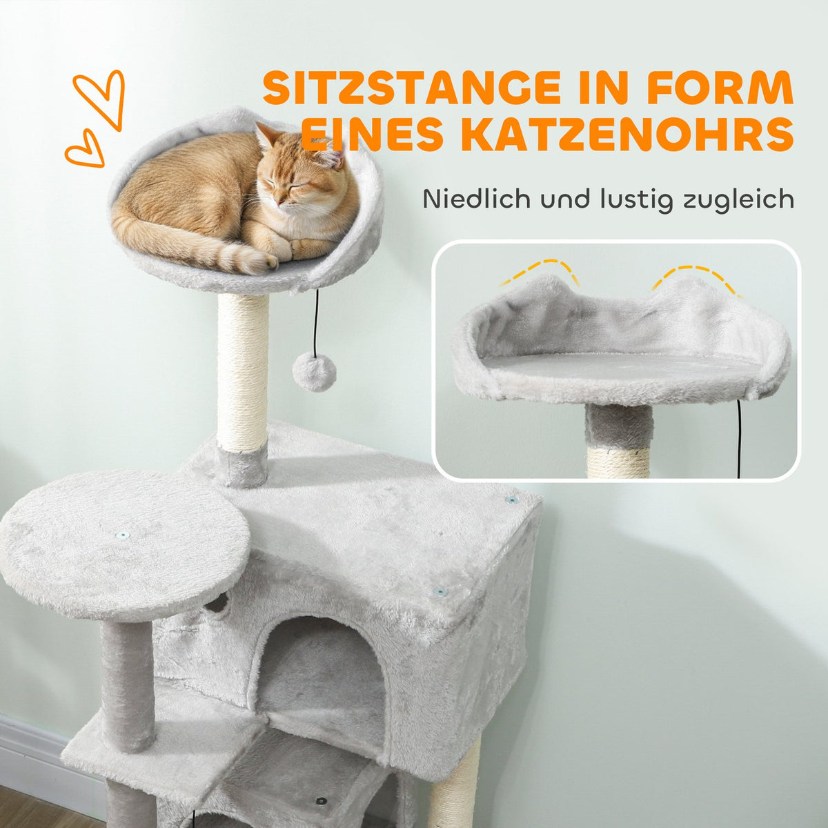 Cat Tree 140 cm, Multi-Level, Sisal Posts, Hammock