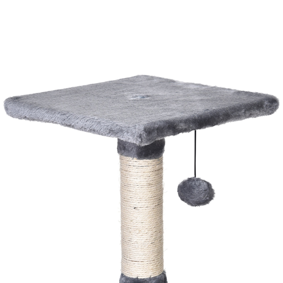 Cat Tree 3-Level Scratching Post With Cat Cave, Sisal Columns & Scratching Board, Plush, Gray, 40X40X98Cm