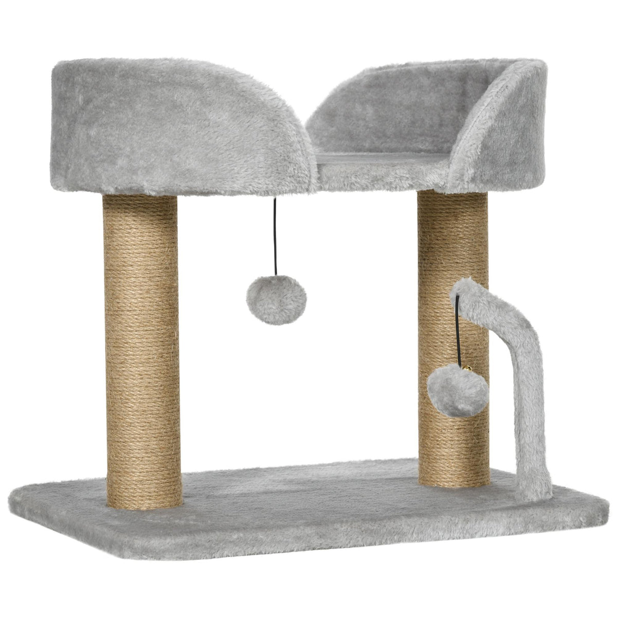 Cat Tree 42 cm, Jute Scratching Post, Platform, Gray