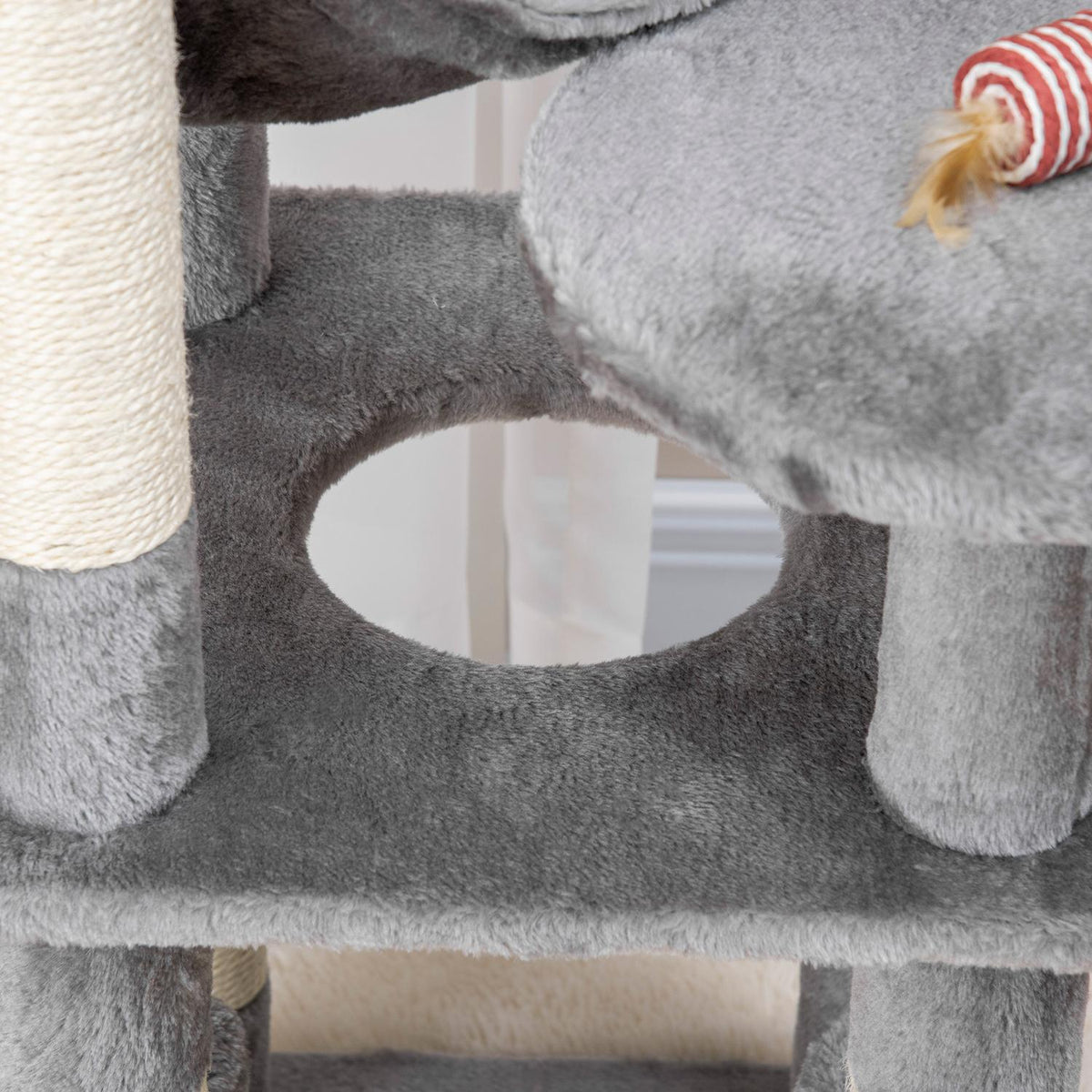 Cat Tree Cat Scratching Post Cat Play Tower Cat Climbing Tree Scratching Post Hammock Gray L40 X W40 X H132 Cm