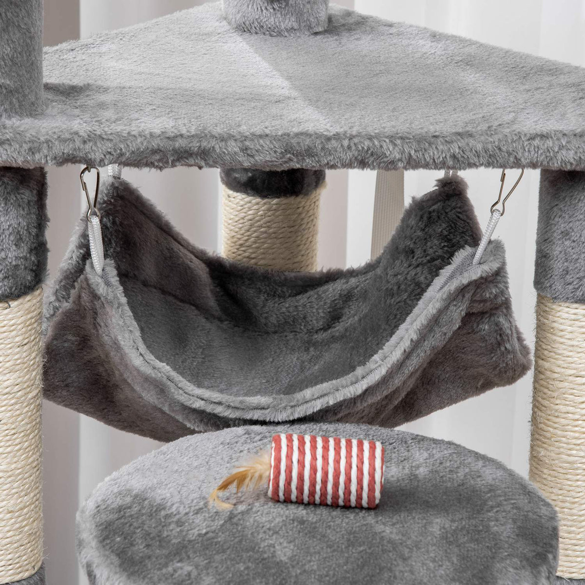 Cat Tree Cat Scratching Post Cat Play Tower Cat Climbing Tree Scratching Post Hammock Gray L40 X W40 X H132 Cm