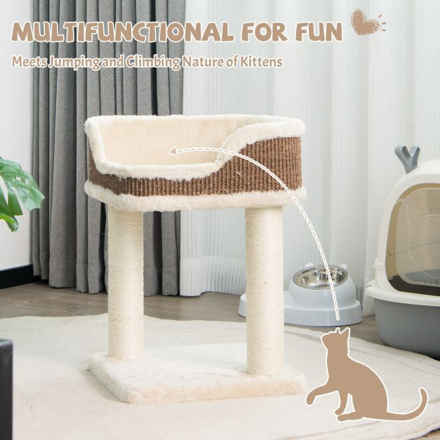 Cat Tree Tower With Top Perch, Sisal Posts, Beige