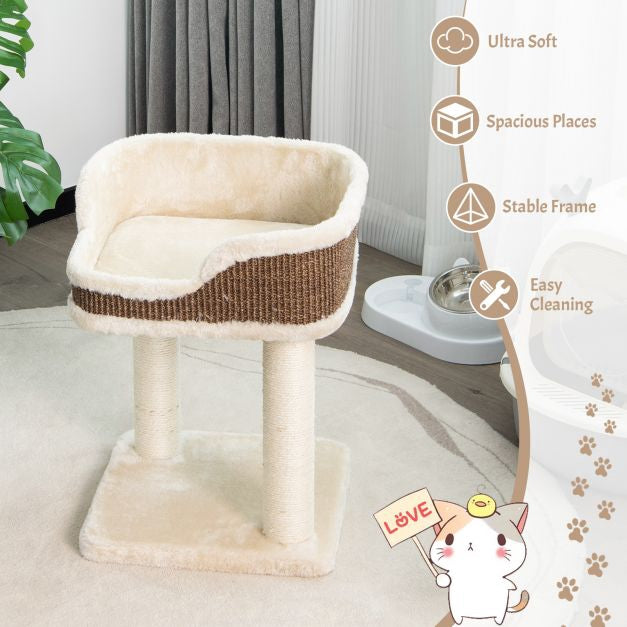 Cat Tree Tower With Top Perch, Sisal Posts, Beige