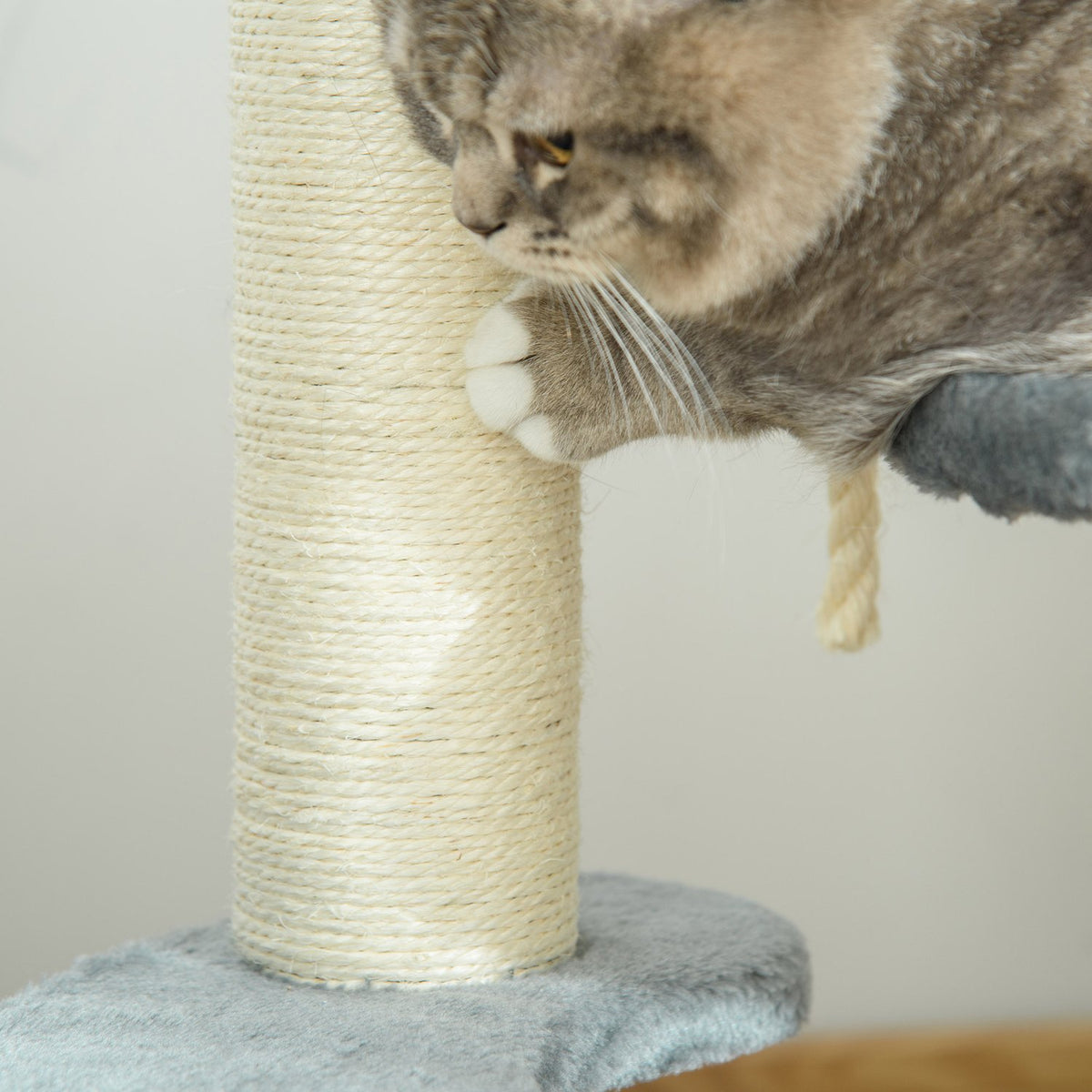 Cat Tree With Hammock 3-Tier Play Tree With Sisal Columns, Gray, Ø40Xh65 Cm