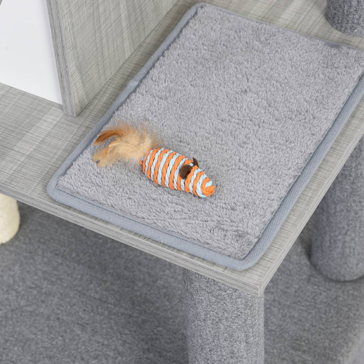 Cat Tree With Scratching Options Four-Tier Climbing Tree, Plush Seat, Cave, Grey&White, 61X49X160.5Cm