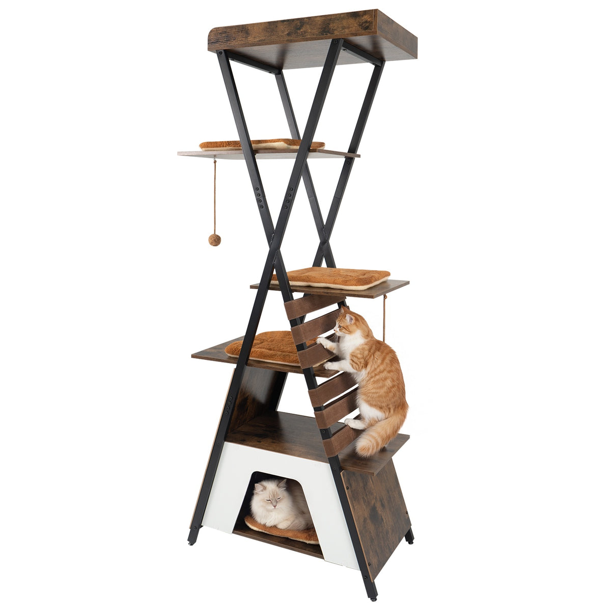 Cat Tree for Indoor Cats, 185 cm, Condo and Perch