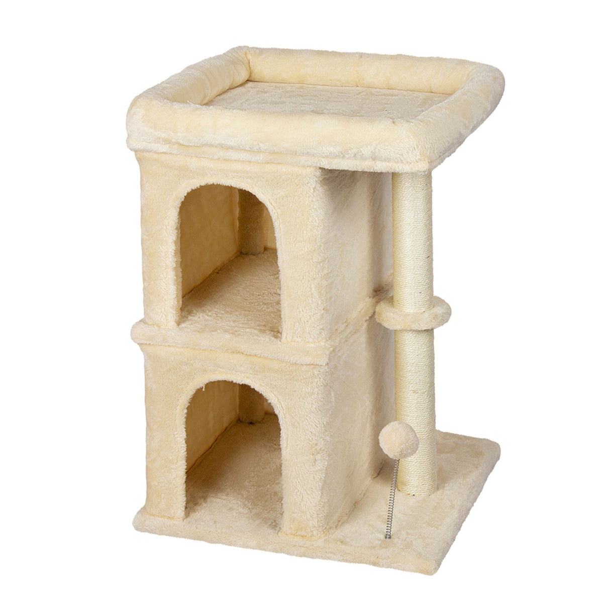 Cat Tree with 2 Caves & Bed, Beige, 71 cm
