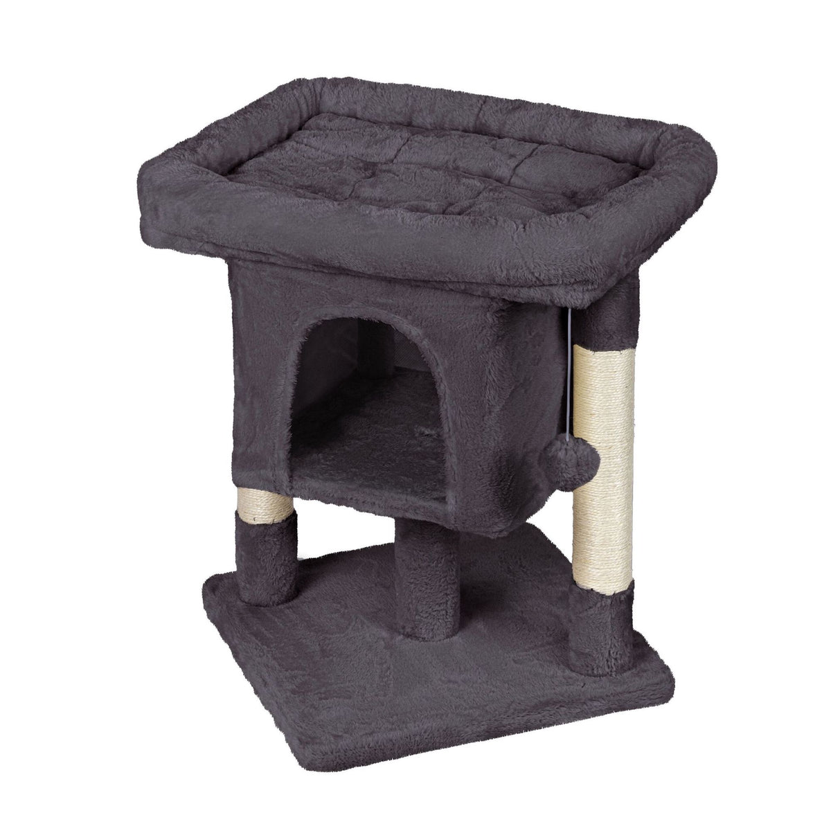 Cat Tree with Cave & Platform, Dark Gray, 60 cm High