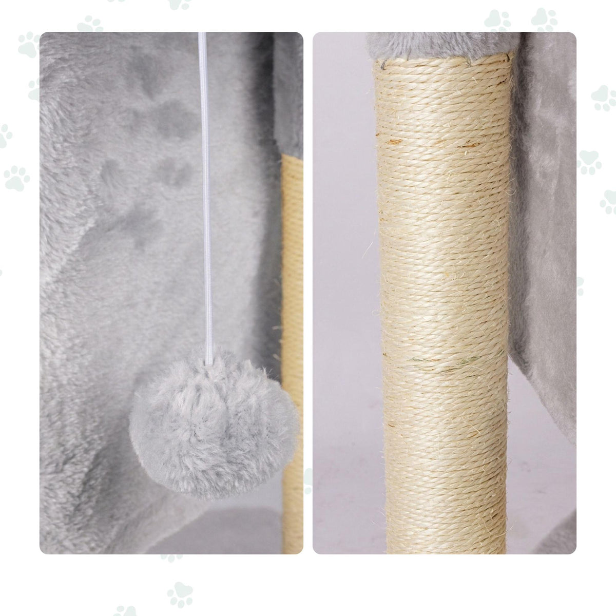 Cat Tree with Cave & Platform, Light Grey, 60cm