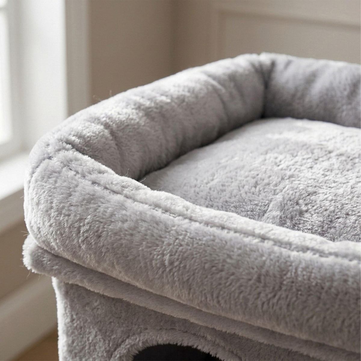 Cat Tree with Caves & Bed, Light Grey, 71cm