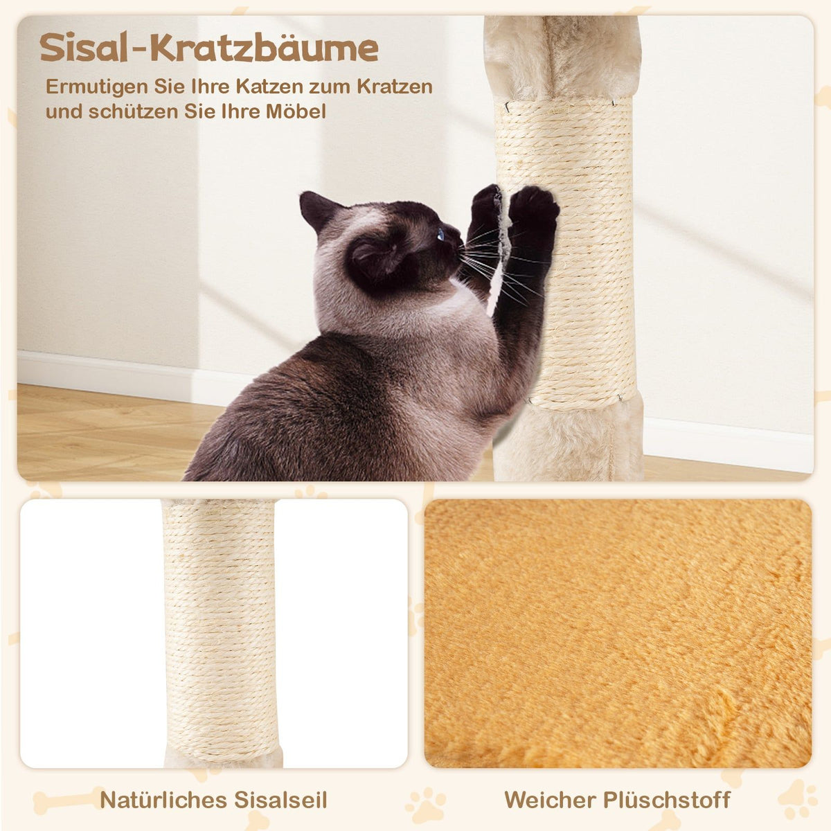 Cat Tree with Fish-Shaped Platform, Sisal Posts, Plush Seat