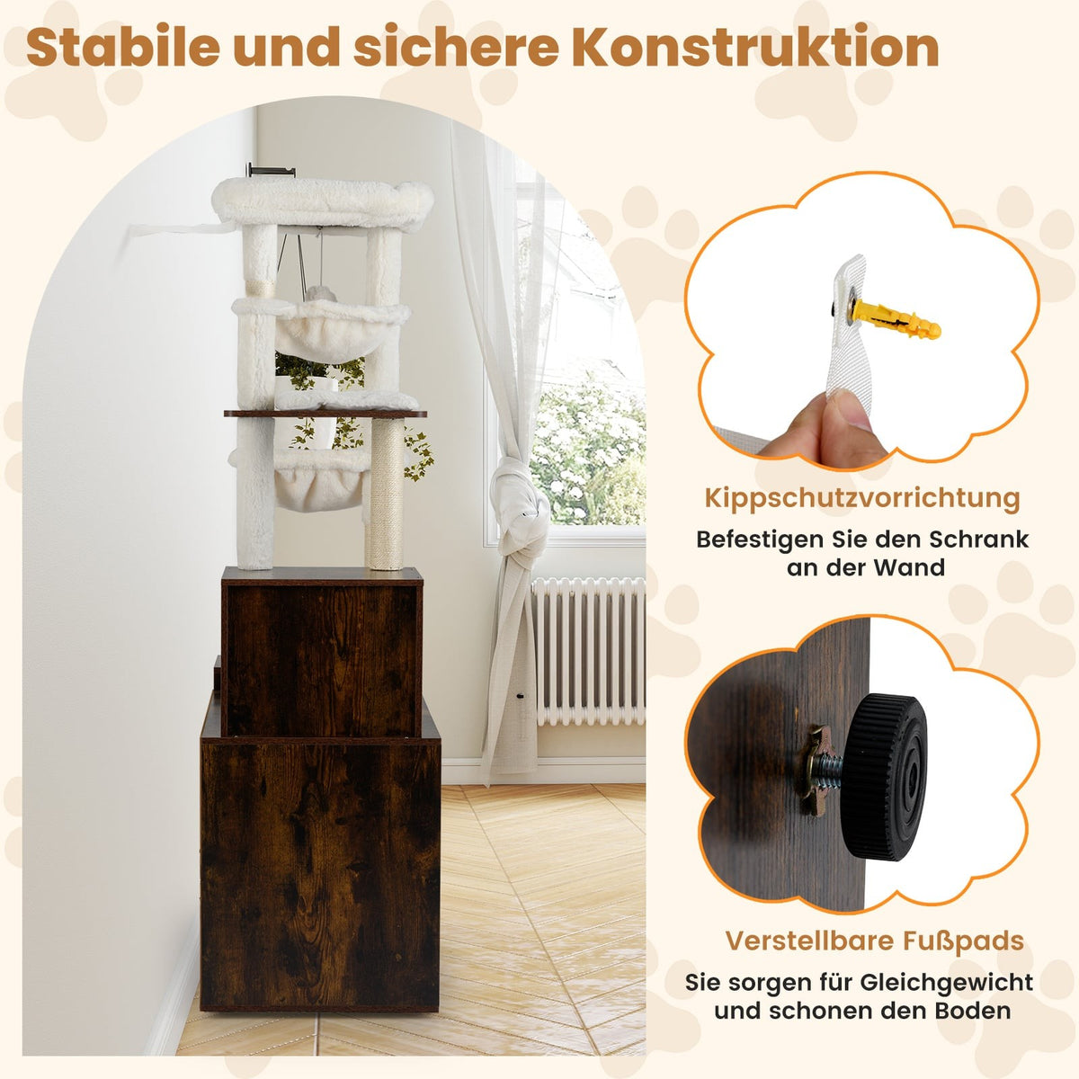 Cat Tree with Litter Box, Hammocks & Viewing Platform