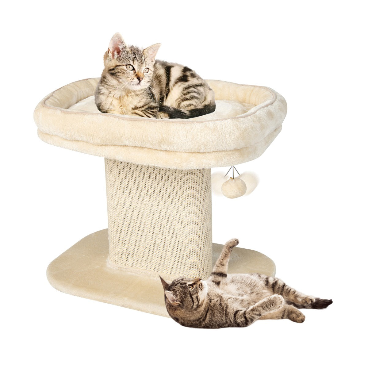 Cat Tree with Plush Seat & Sisal Scratching Board, Beige