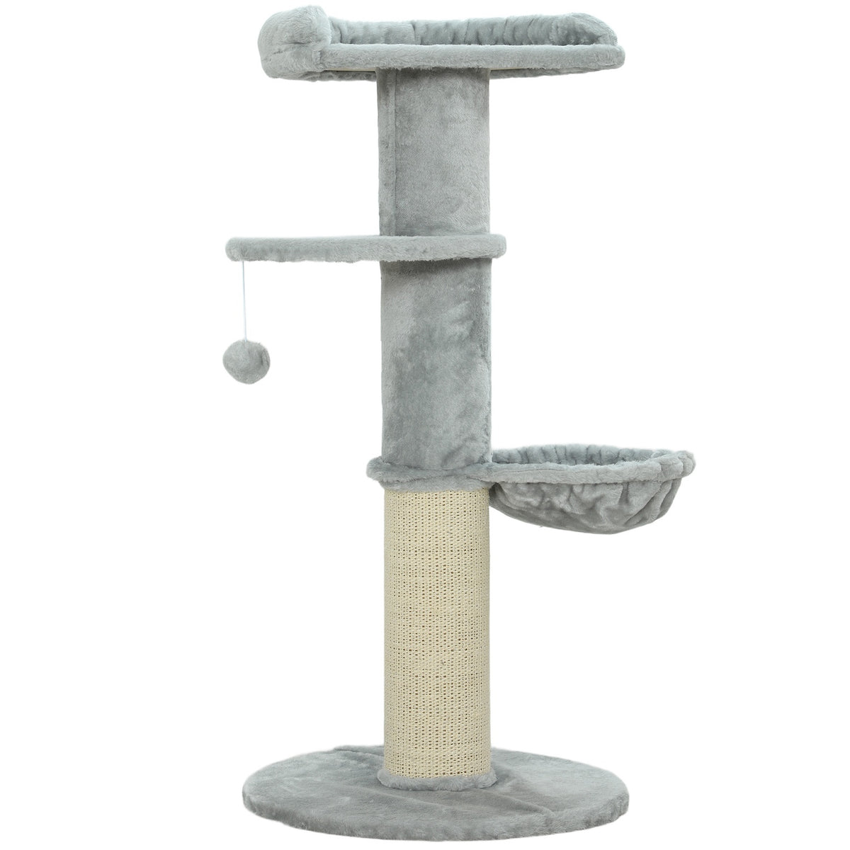 Cat Tree with Sisal Post, Multi-Level, Plush Fabric