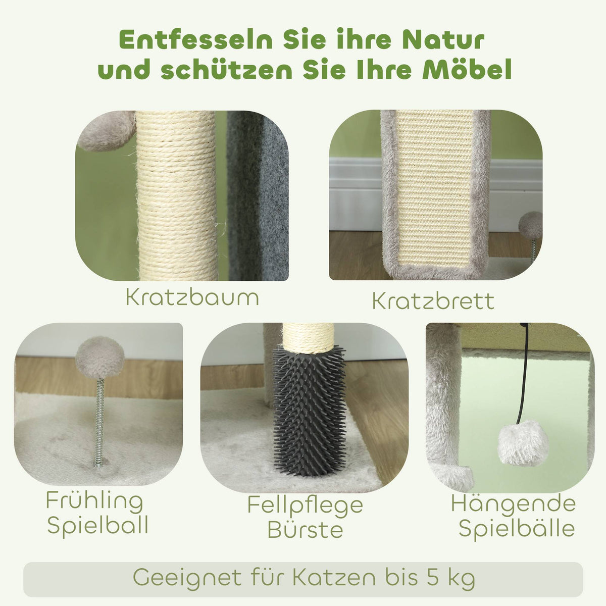 Cat Tree with Sisal Posts and Plush Bed, 104 cm