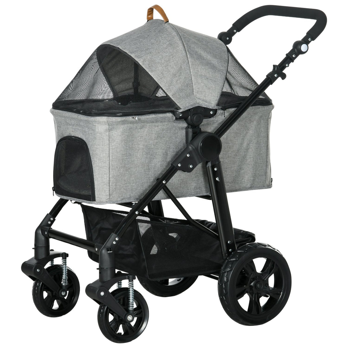 Cat Trolley 2-In-1 Transport Bag Foldable Mesh Window Oxford Gray Up To 10Kg