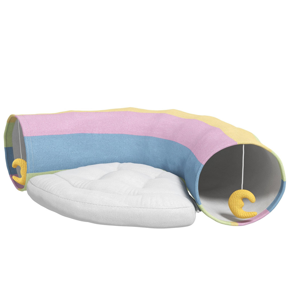 Cat Tunnel Foldable Cat Toy With Play Cushion, Polyester, For Cats & Small Animals