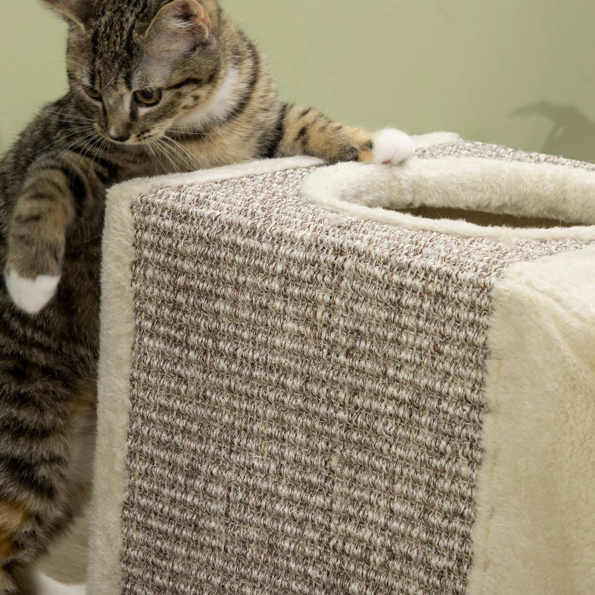 Cat Tunnel With Play Ball, Cat Toy, Play Tunnel Made Of Sisal, Brown + Beige, 98X30X30 Cm