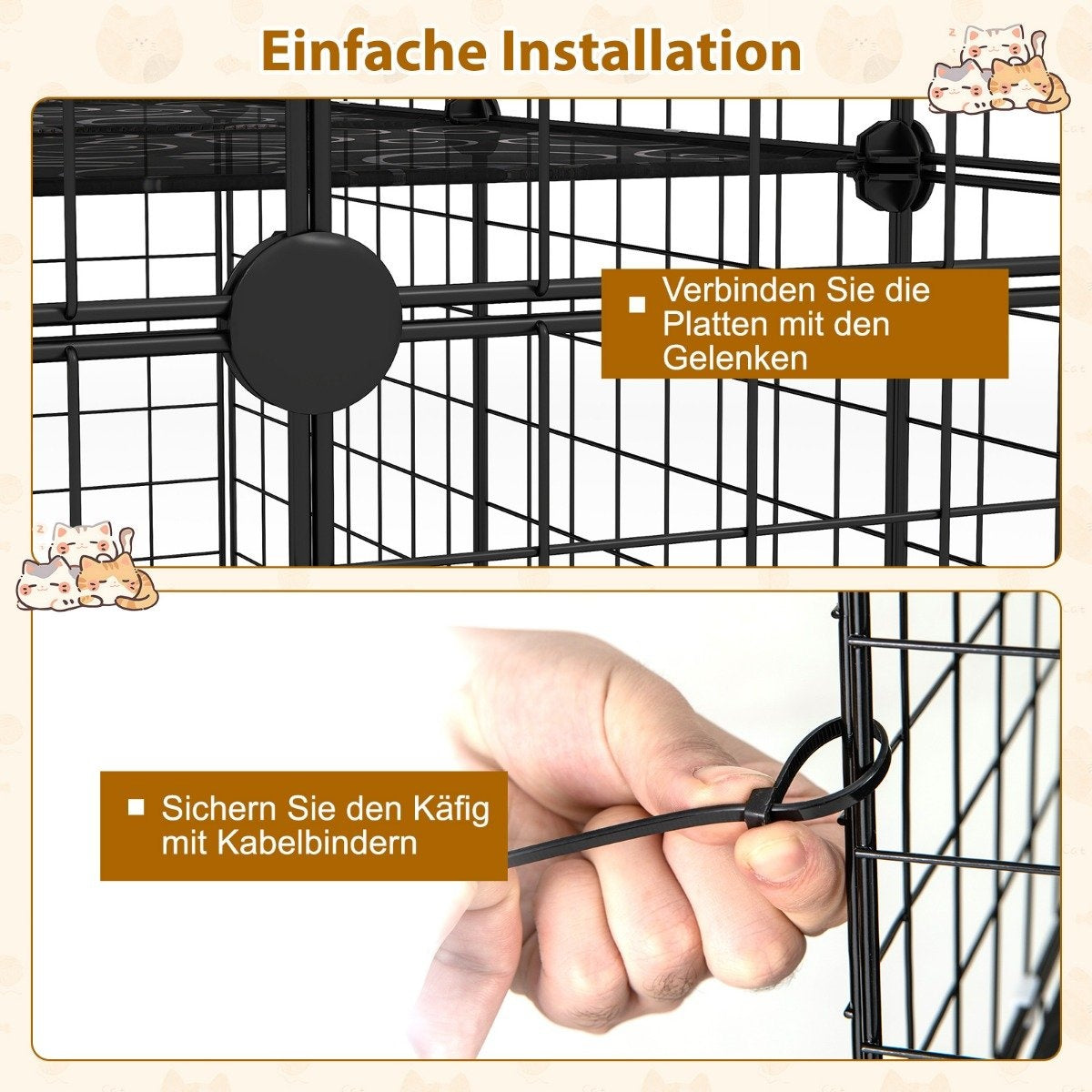 Cat cage 4-story large cat enclosure with hammock 3 ladders 4 doors & skylight