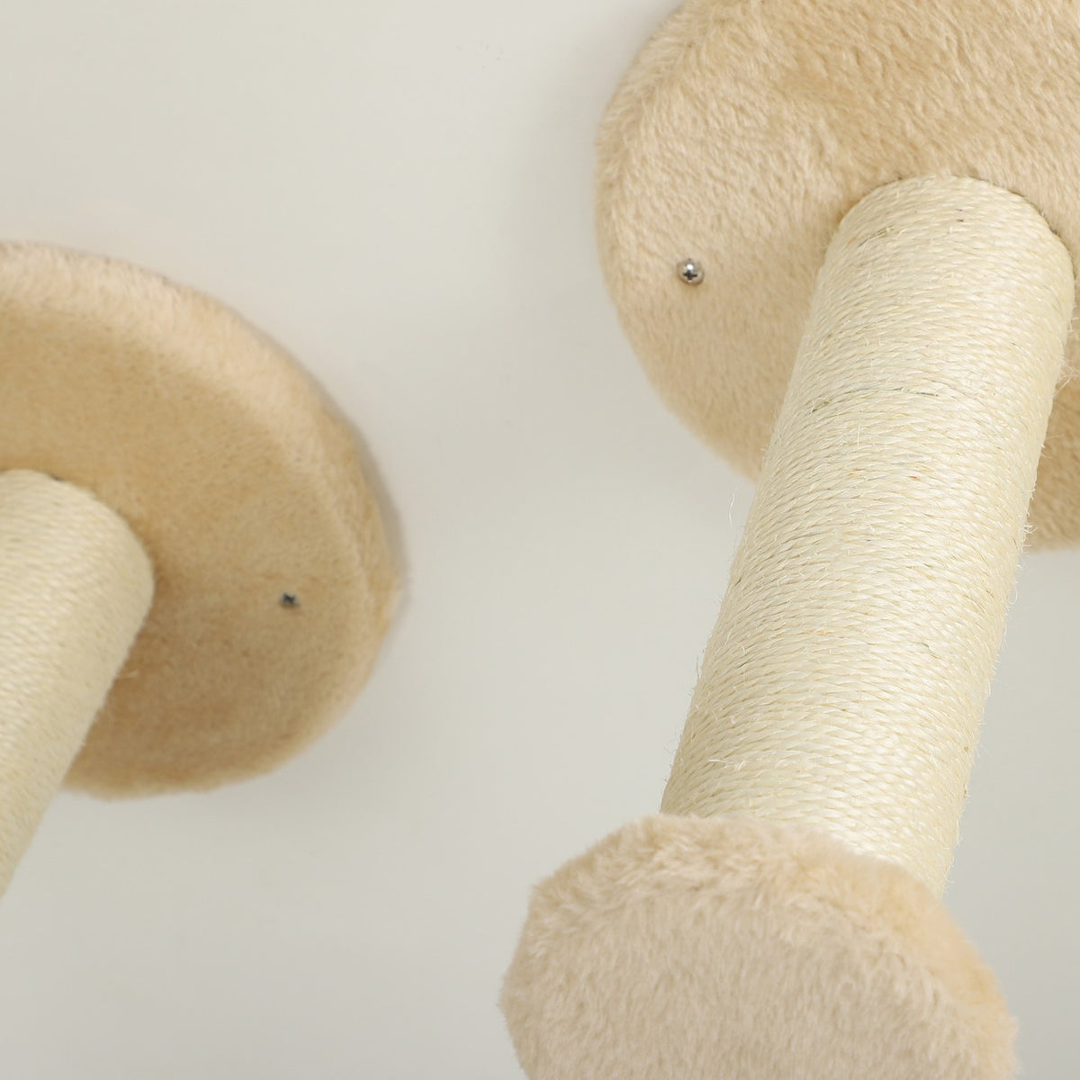 Cat climbing wall set, 3-piece cat furniture with scratching board, jumping plates, scratching post, play ball, for cats up to 5 kg, sisal, beige