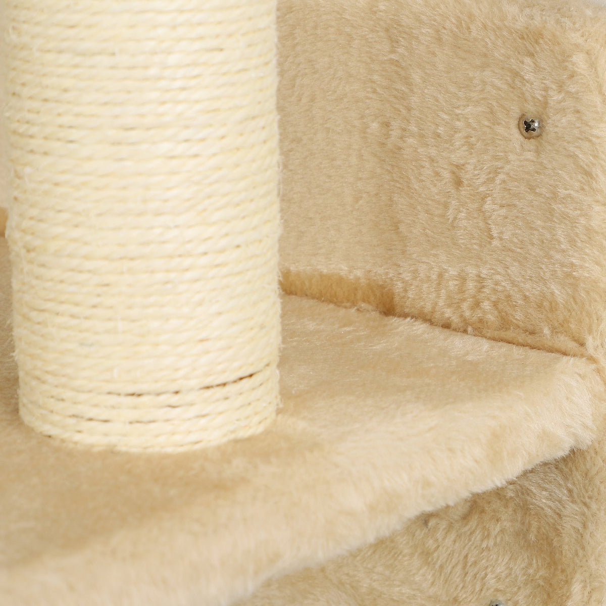 Cat climbing wall set, 3-piece cat furniture with scratching board, jumping plates, scratching post, play ball, for cats up to 5 kg, sisal, beige