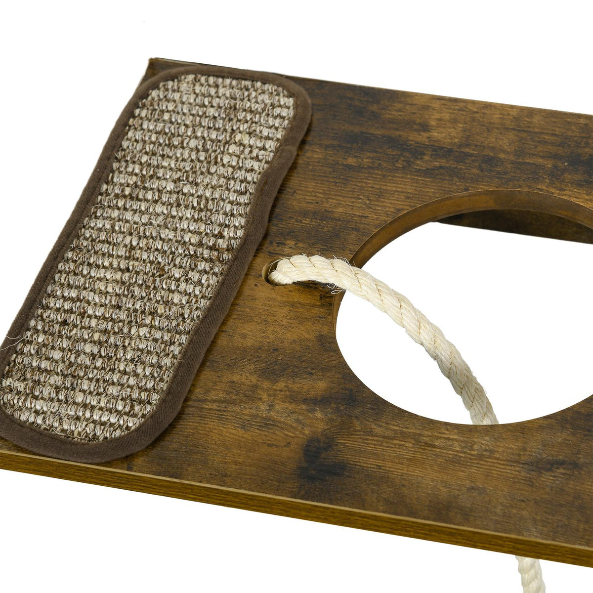 Cat climbing wall set, 8 pieces cat furniture with scratching posts, perches, scratching board, cat stairs, sisal, brown